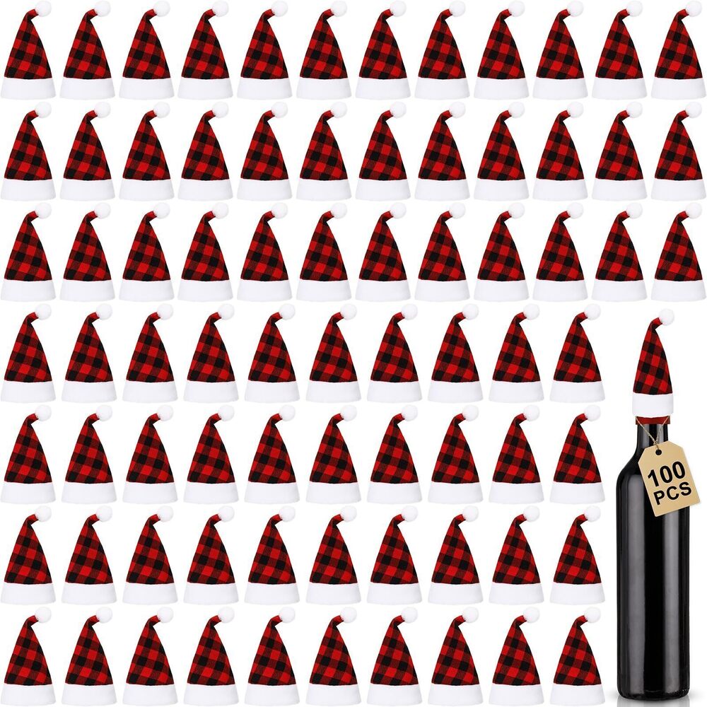 1752 100 Pcs Mini Santa Hats 2.4x4.7 Inch Christmas Mini Elf Hats